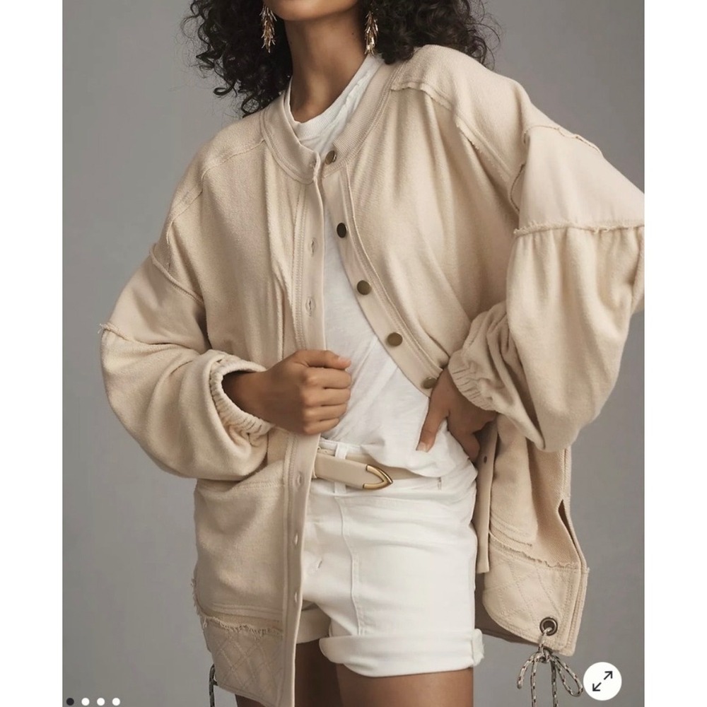 Pilcro Anthropologie Button Front Shacket | Light Sand | XL NWOT